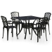 Mesa y sillas de bistró 5 piezas aluminio fundido negro