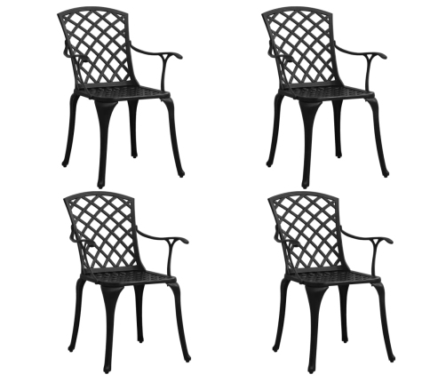 Mesa y sillas de bistró 5 piezas aluminio fundido negro