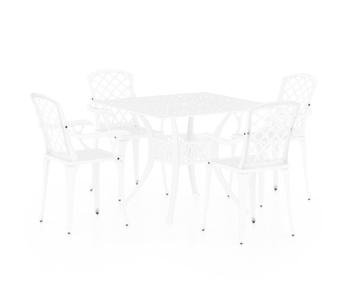 Mesa y sillas de bistró 5 piezas aluminio fundido blanco