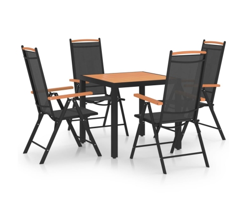 Juego de comedor de jardín 5 piezas aluminio negro