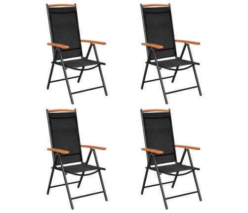 Juego de comedor de jardín 5 piezas aluminio negro