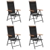Juego de comedor de jardín 5 piezas aluminio negro
