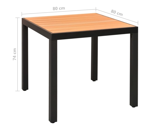 Juego de comedor de jardín 5 piezas aluminio negro