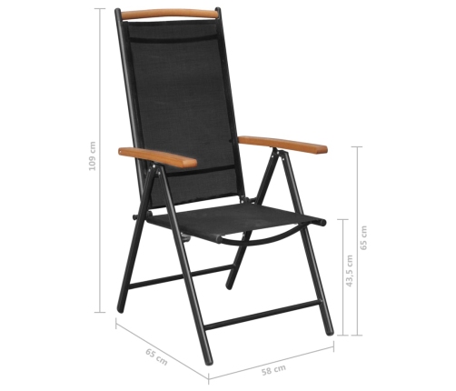 Juego de comedor de jardín 5 piezas aluminio negro