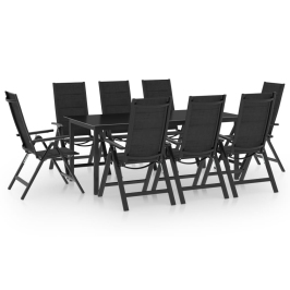 Juego de comedor para jardín 9 piezas aluminio gris antracita