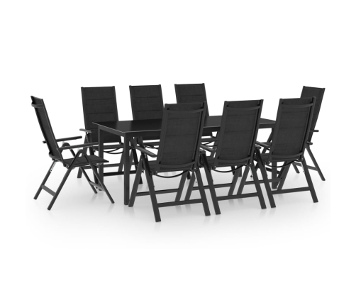 Juego de comedor para jardín 9 piezas aluminio gris antracita