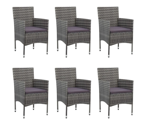 Juego de comedor de jardín 7 piezas ratán sintético gris