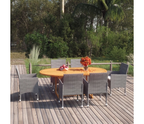Juego de comedor de jardín 7 piezas ratán sintético gris