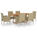 Juego de comedor de jardín 7 piezas ratán sintético beige