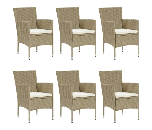Juego de comedor de jardín 7 piezas ratán sintético beige