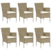 Juego de comedor de jardín 7 piezas ratán sintético beige