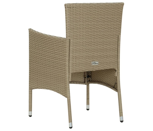 Juego de comedor de jardín 7 piezas ratán sintético beige