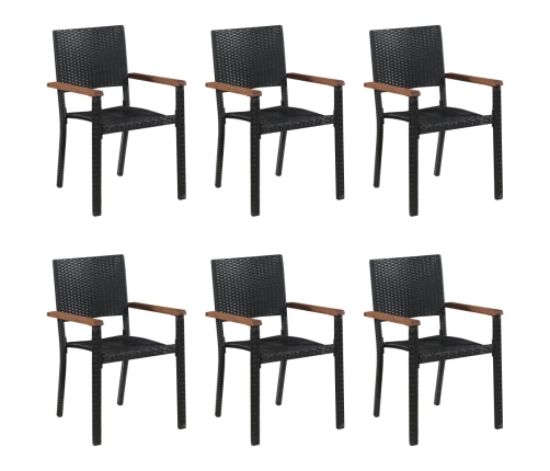 Juego de comedor de jardín 7 piezas ratán sintético negro