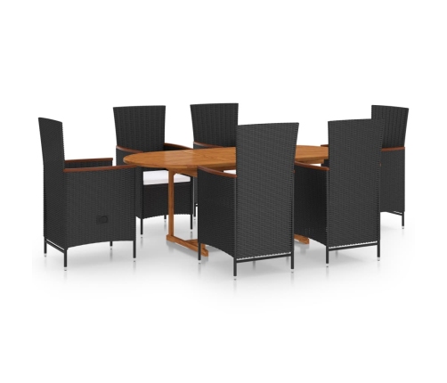 Juego de comedor de jardín 7 piezas ratán sintético negro