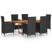Juego de comedor de jardín 7 piezas ratán sintético negro