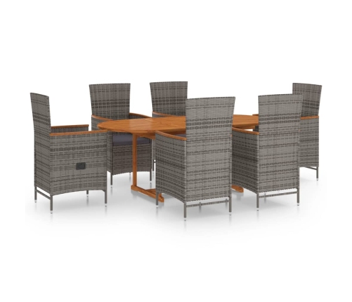 Juego de comedor de jardín 7 piezas ratán sintético gris