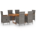 Juego de comedor de jardín 7 piezas ratán sintético gris
