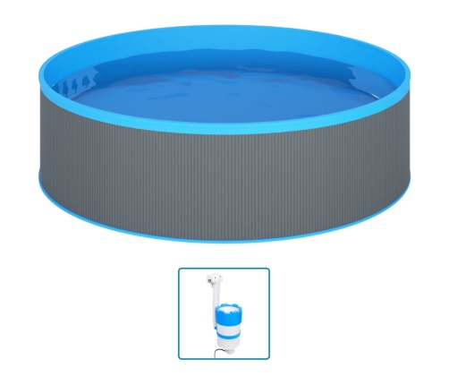 Piscina de chapoteo con skimmer colgante y bomba 350x90 cm gris