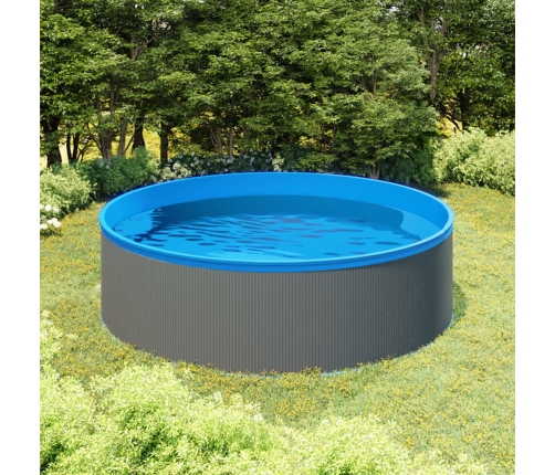 Piscina de chapoteo con skimmer colgante y bomba 350x90 cm gris