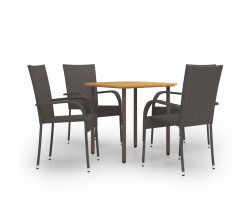 Set de muebles de comedor de jardín 5 piezas de ratán marrón