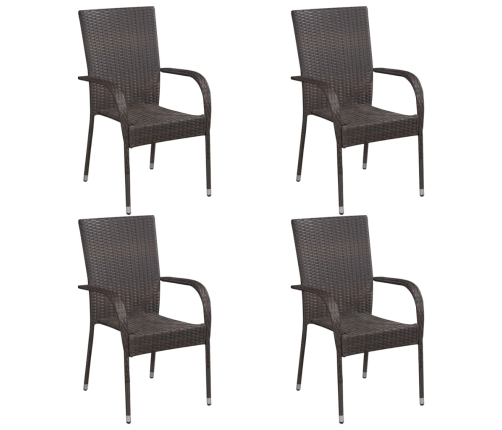 Set de muebles de comedor de jardín 5 piezas de ratán marrón