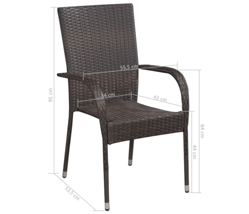 Set de muebles de comedor de jardín 5 piezas de ratán marrón