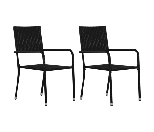 Juego de comedor para jardín 3 piezas ratán sintético negro