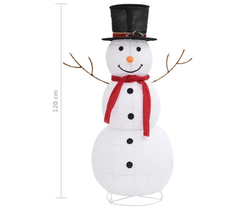 Muñeco de nieve de Navidad con luces LED tela lujosa 120 cm