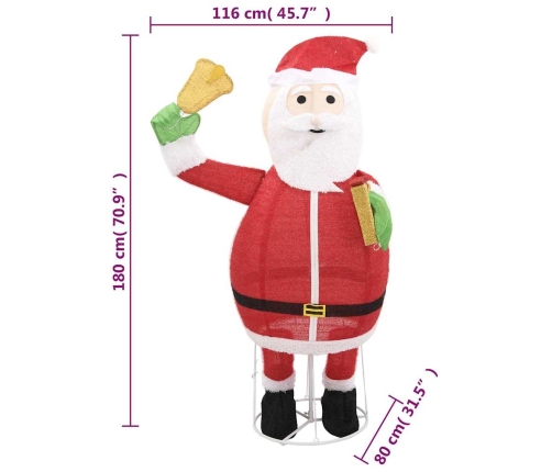 Papá Noel de Navidad decorativo con LEDs tela lujosa 180 cm