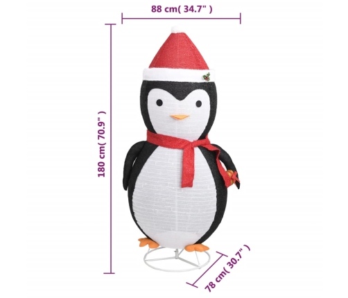 Pingüino de Navidad decorativo con LED tela lujosa 180 cm