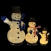 Familia de muñecos de nieve de Navidad con LED tela lujosa