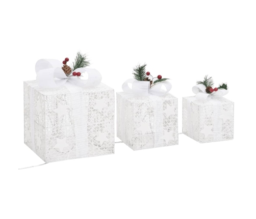 Caja regalo decorativa Navidad 3 pzas blanca exterior/interior