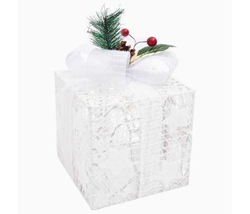 Caja regalo decorativa Navidad 3 pzas blanca exterior/interior