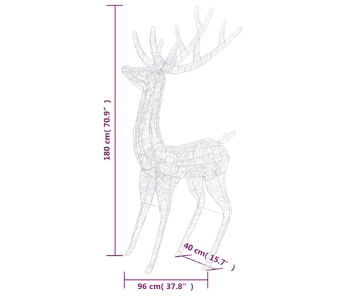 Reno navideño acrílico XXL 250 LEDs de colores 180 cm