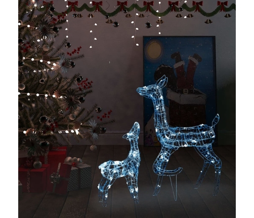 Familia de renos de Navidad acrílico blanco frío 160 LEDs