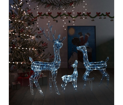 Familia de renos de Navidad acrílico 300 LEDs blanco frío