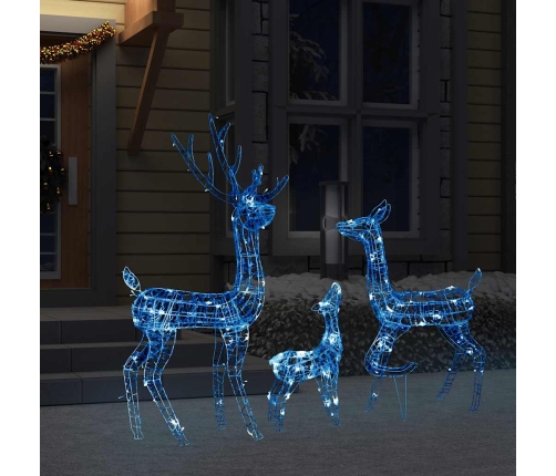 Familia de renos de Navidad acrílico 300 LEDs azules