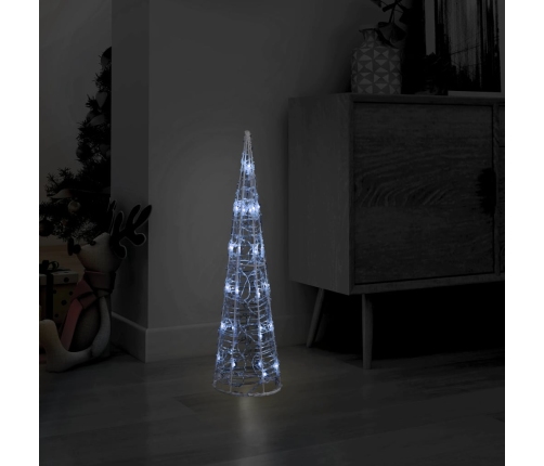 Pirámide decorativa cono acrílico luces LED blanco frío 60 cm