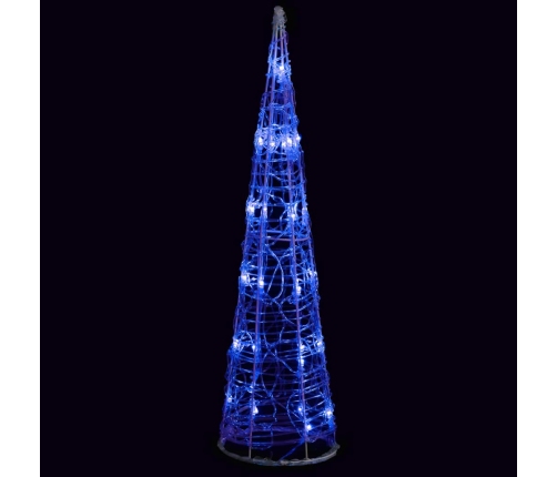 Pirámide decorativa cono acrílico luces LED azules 60 cm