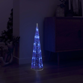 Pirámide decorativa cono acrílico luces LED azules 60 cm