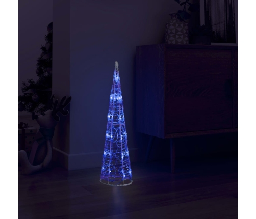 Pirámide decorativa cono acrílico luces LED azules 60 cm