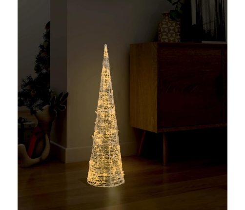 Pirámide decorativa cono acrílico luces LED blanco cálido 90 cm