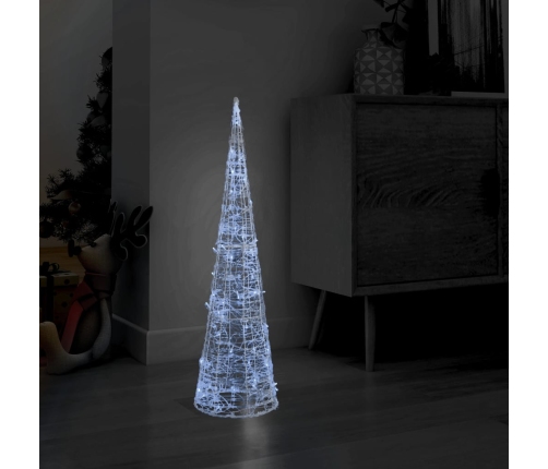 Pirámide decorativa cono acrílico luces LED blanco frío 90 cm