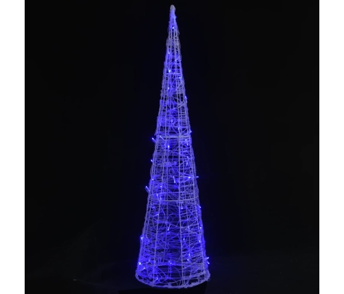 Cono de luz LED de pirámide decorativo acrílico azul 90 cm