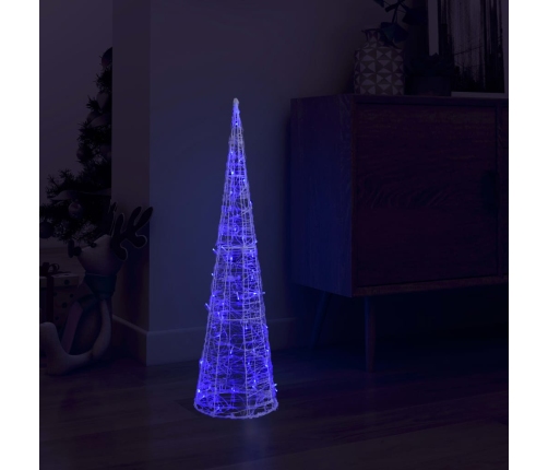 Cono de luz LED de pirámide decorativo acrílico azul 90 cm