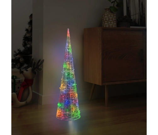 Pirámide decorativa cono acrílico luces LED de colores 90 cm