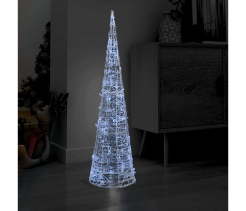 Pirámide decorativa cono acrílico luces LED blanco frío 120 cm