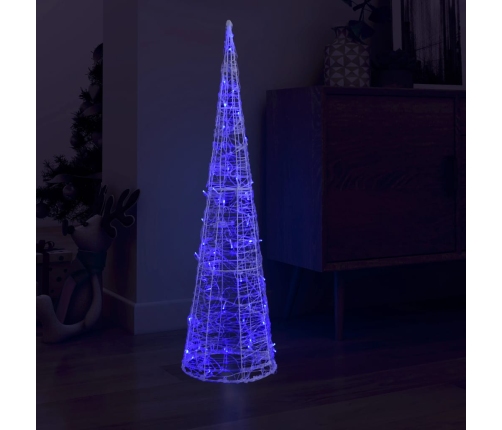 Cono de luz LED de pirámide decorativo acrílico azul 120 cm