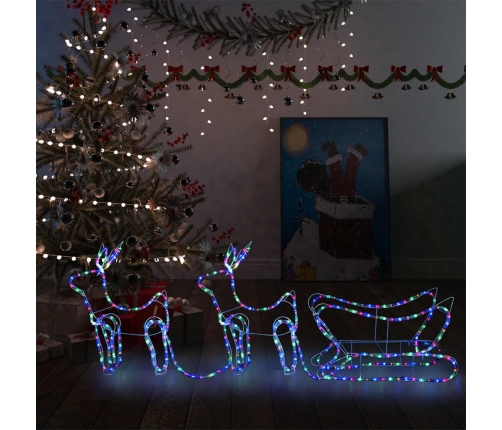 Renos y trineo de Navidad decoración jardín 576 LEDs