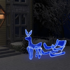 Reno y trineo de Navidad con malla 432 LED